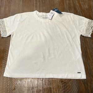White Lacey Hollister Short Sleeve Tee